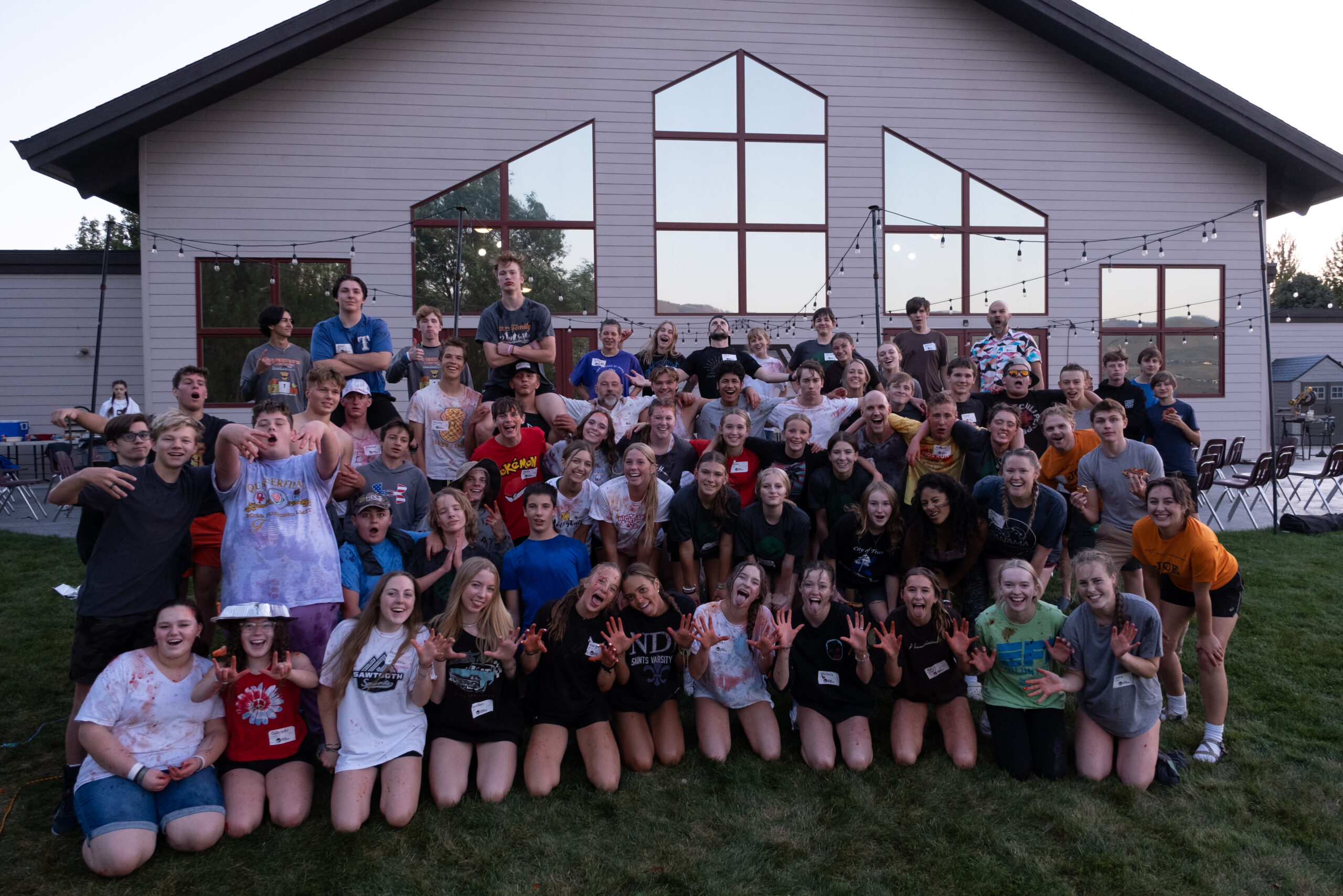 A group of students gather after an event.